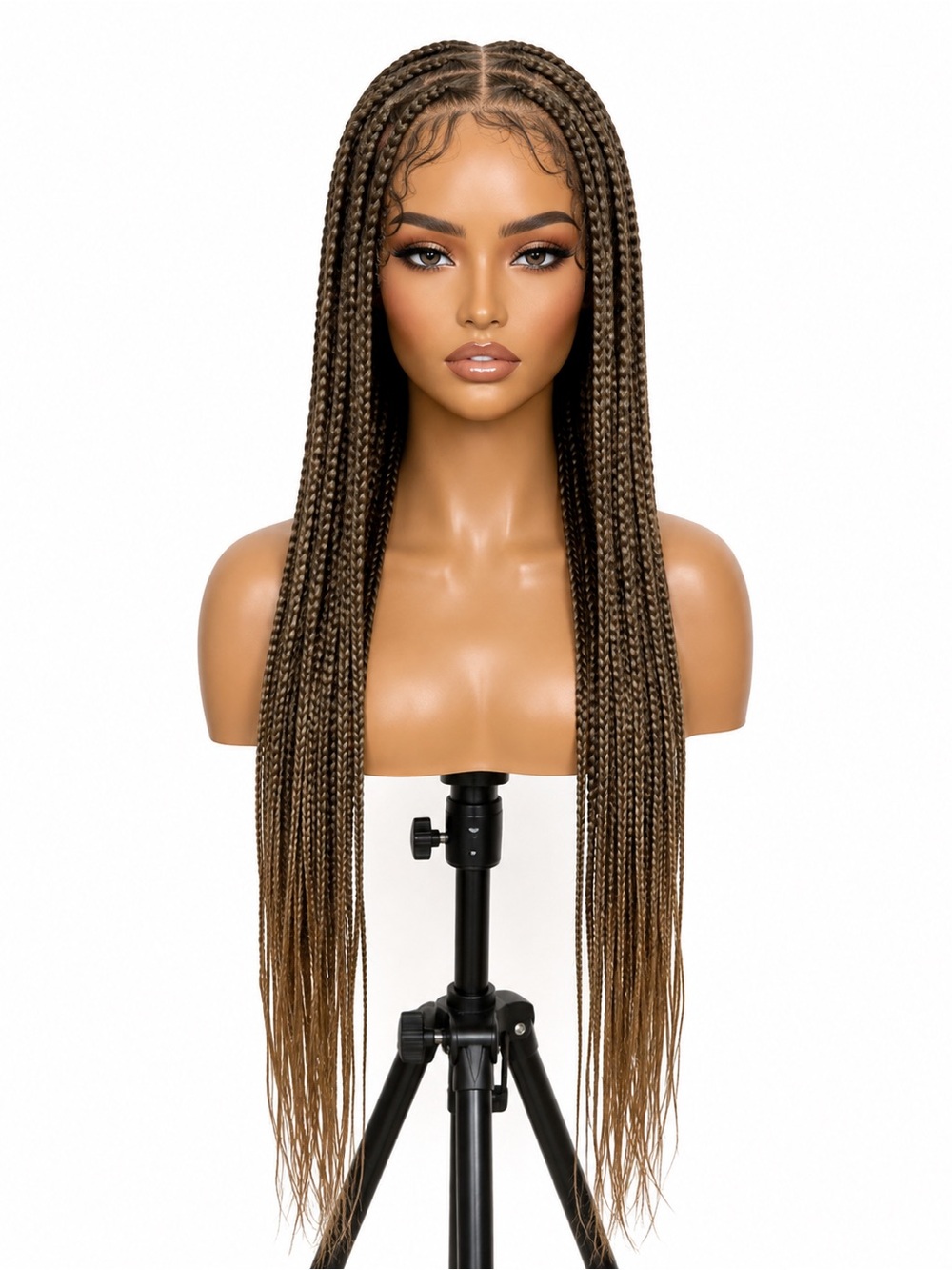 Synthetic Long Box Braids Wig - Brown Ombre